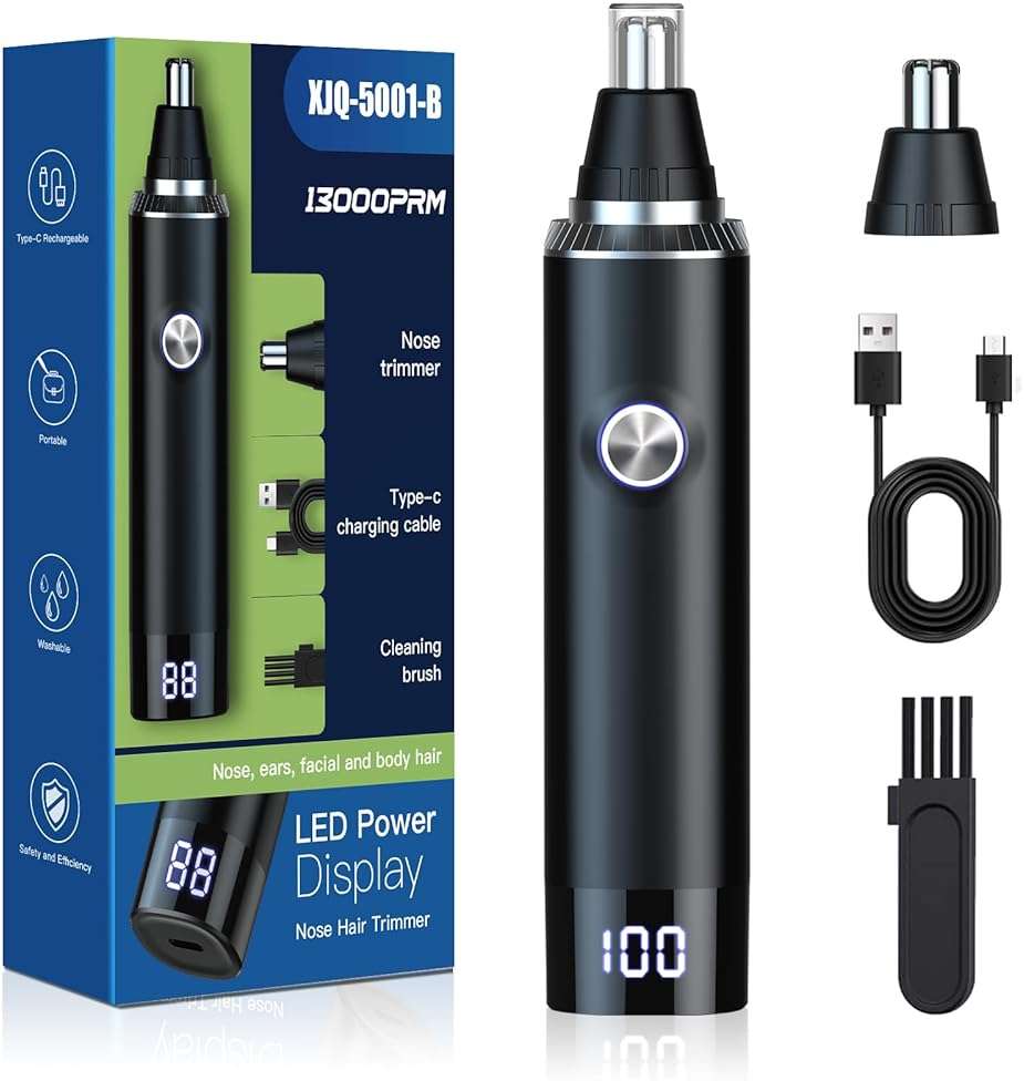 Ear and Nose Hair Trimmer for Men Women, 2026 Professional Painless USB Rechargeable Eyebrow & Facial Hair Trimmer, 13,000 RPM Precision Tool with Powerful Motor and Dual-Edge Blades, IPX7 Waterproof - Image 1