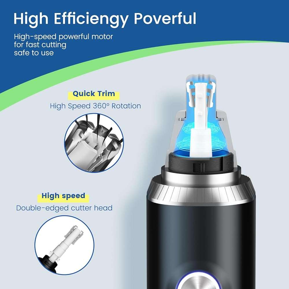 Ear and Nose Hair Trimmer for Men Women, 2026 Professional Painless USB Rechargeable Eyebrow & Facial Hair Trimmer, 13,000 RPM Precision Tool with Powerful Motor and Dual-Edge Blades, IPX7 Waterproof - Image 3