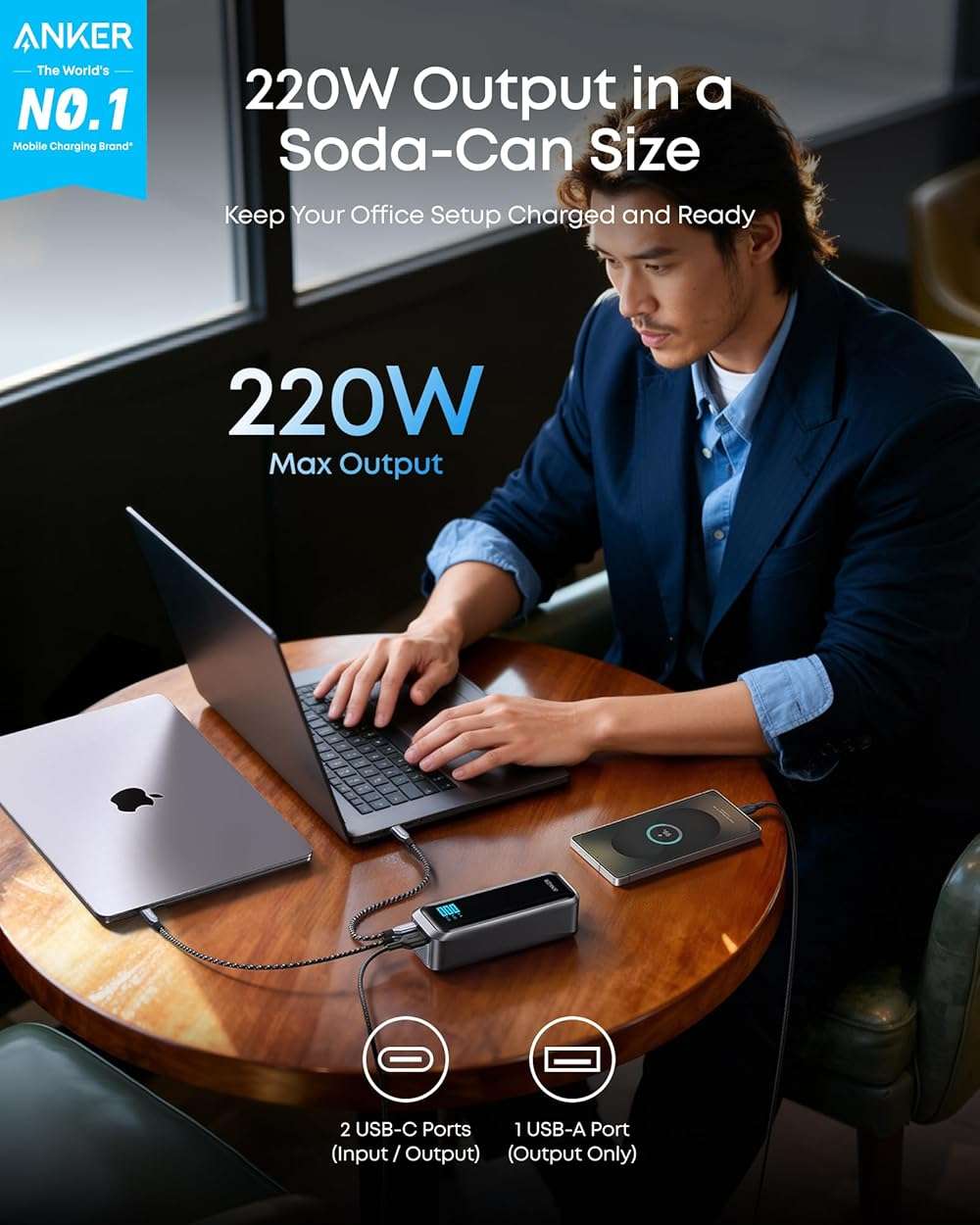 Anker Prime Power Bank, 20,100mAh 3-Port Portable Charger with 220W Max Output, Two-Way Charging, TSA-Approved, App Control, for MacBook, iPhone 17/16 Series, and More (Base Not Included) - Image 2