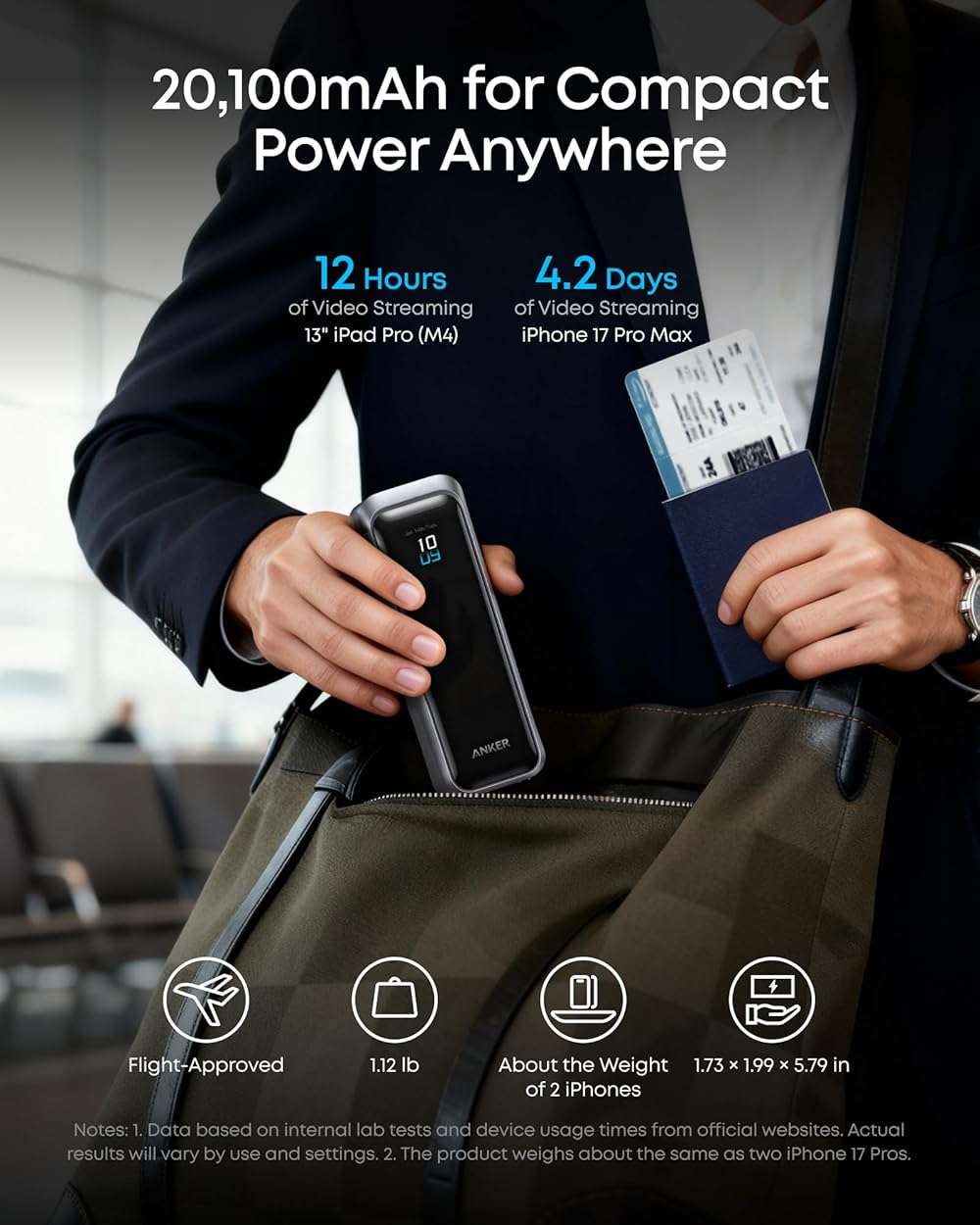 Anker Prime Power Bank, 20,100mAh 3-Port Portable Charger with 220W Max Output, Two-Way Charging, TSA-Approved, App Control, for MacBook, iPhone 17/16 Series, and More (Base Not Included) - Image 3
