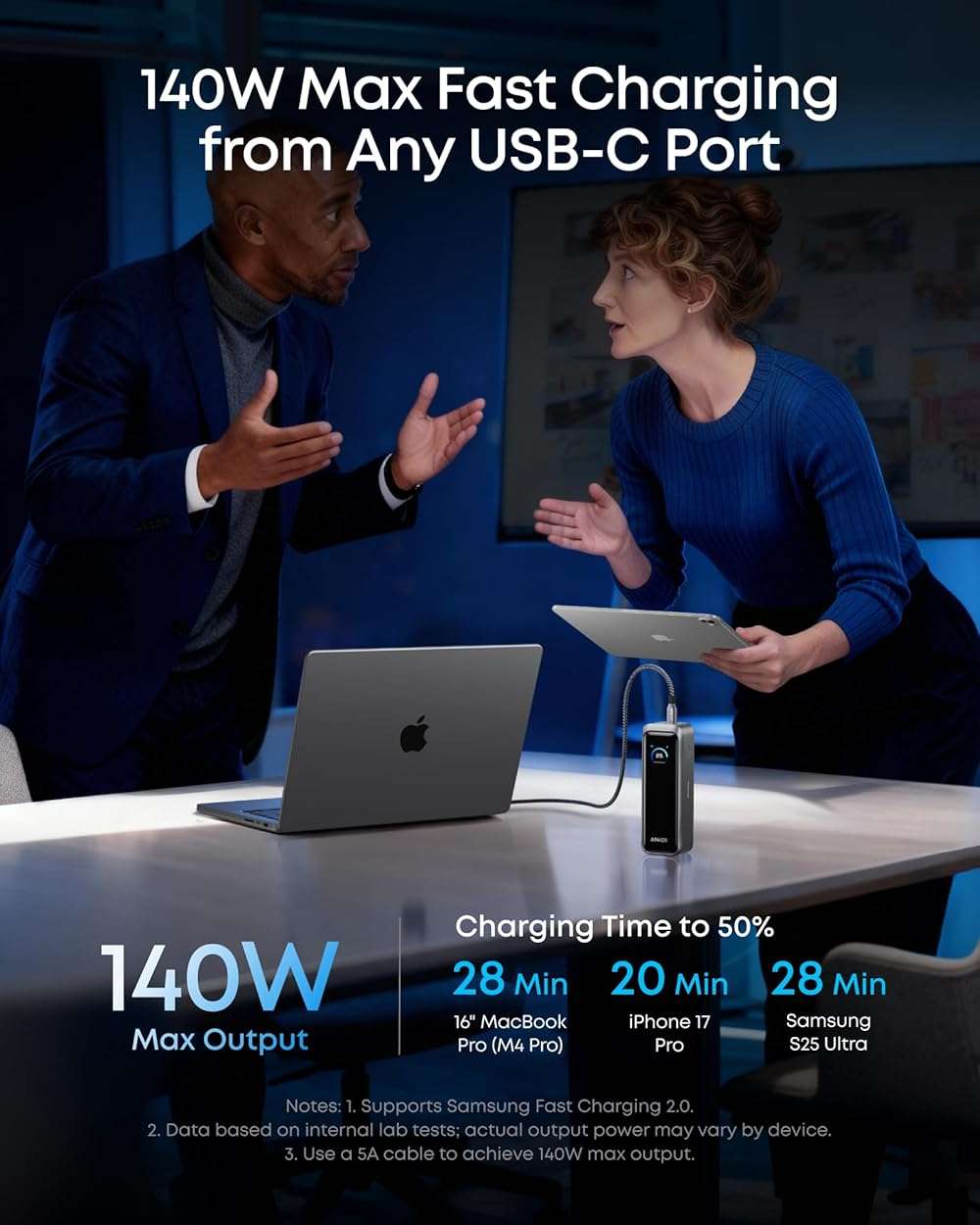 Anker Prime Power Bank, 20,100mAh 3-Port Portable Charger with 220W Max Output, Two-Way Charging, TSA-Approved, App Control, for MacBook, iPhone 17/16 Series, and More (Base Not Included) - Image 4