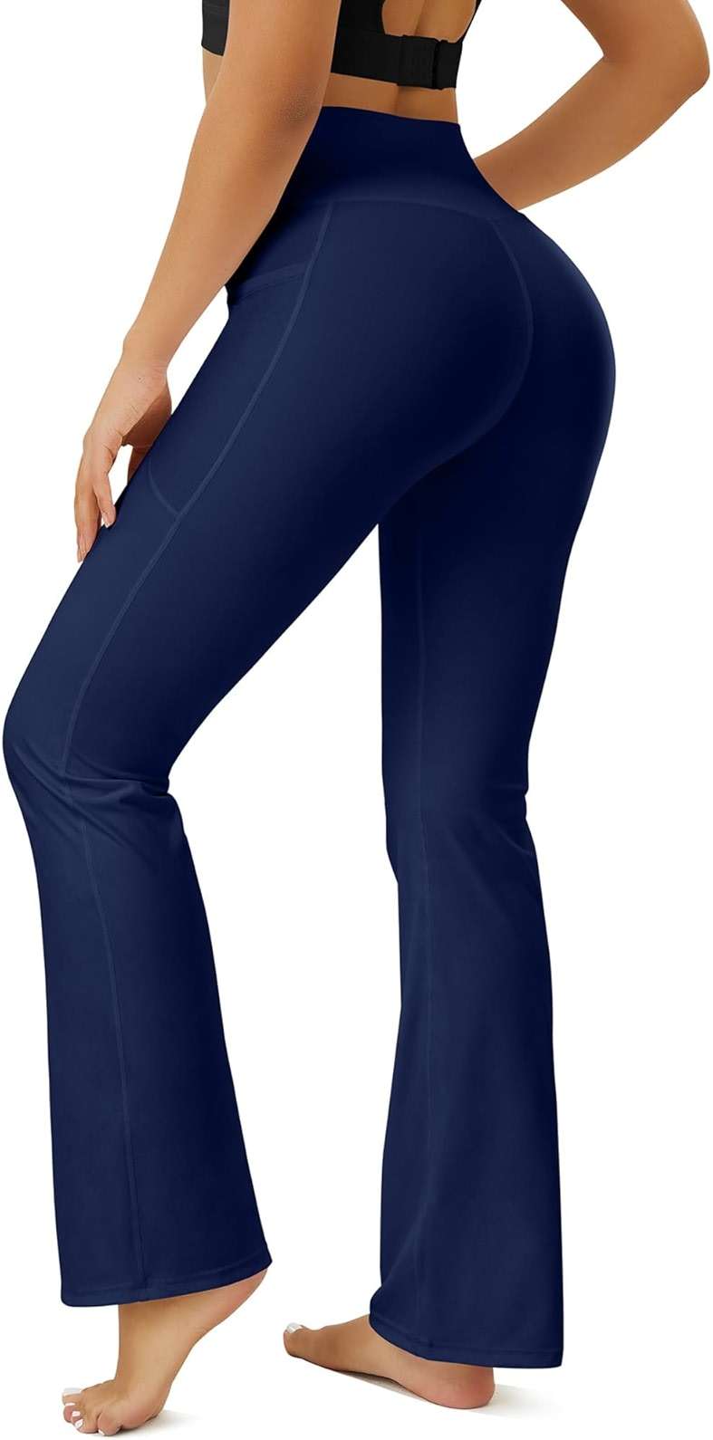 FOHOFO Yoga Pants Women, Flare Leggings for Women with Pockets Crossover High Waisted Bootcut Yoga Pants - Image 2