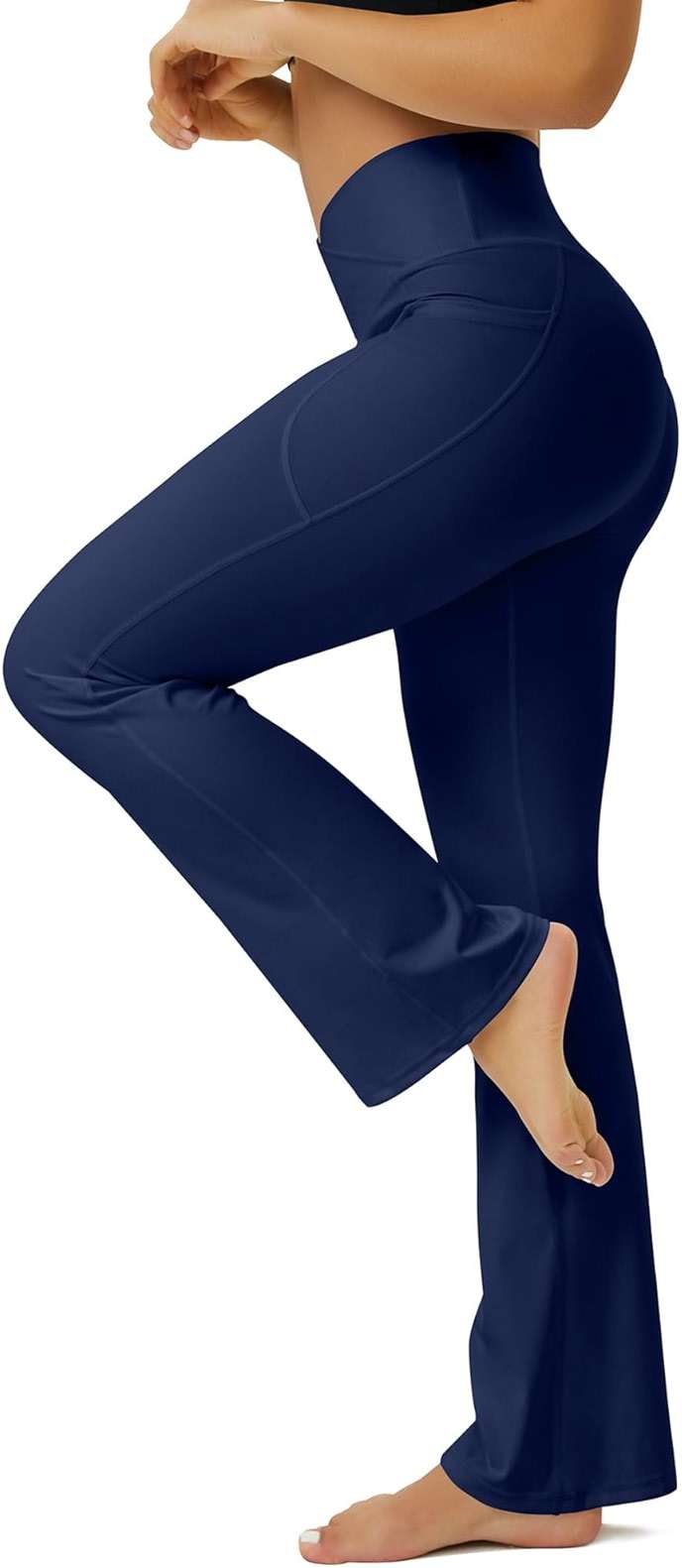 FOHOFO Yoga Pants Women, Flare Leggings for Women with Pockets Crossover High Waisted Bootcut Yoga Pants - Image 3