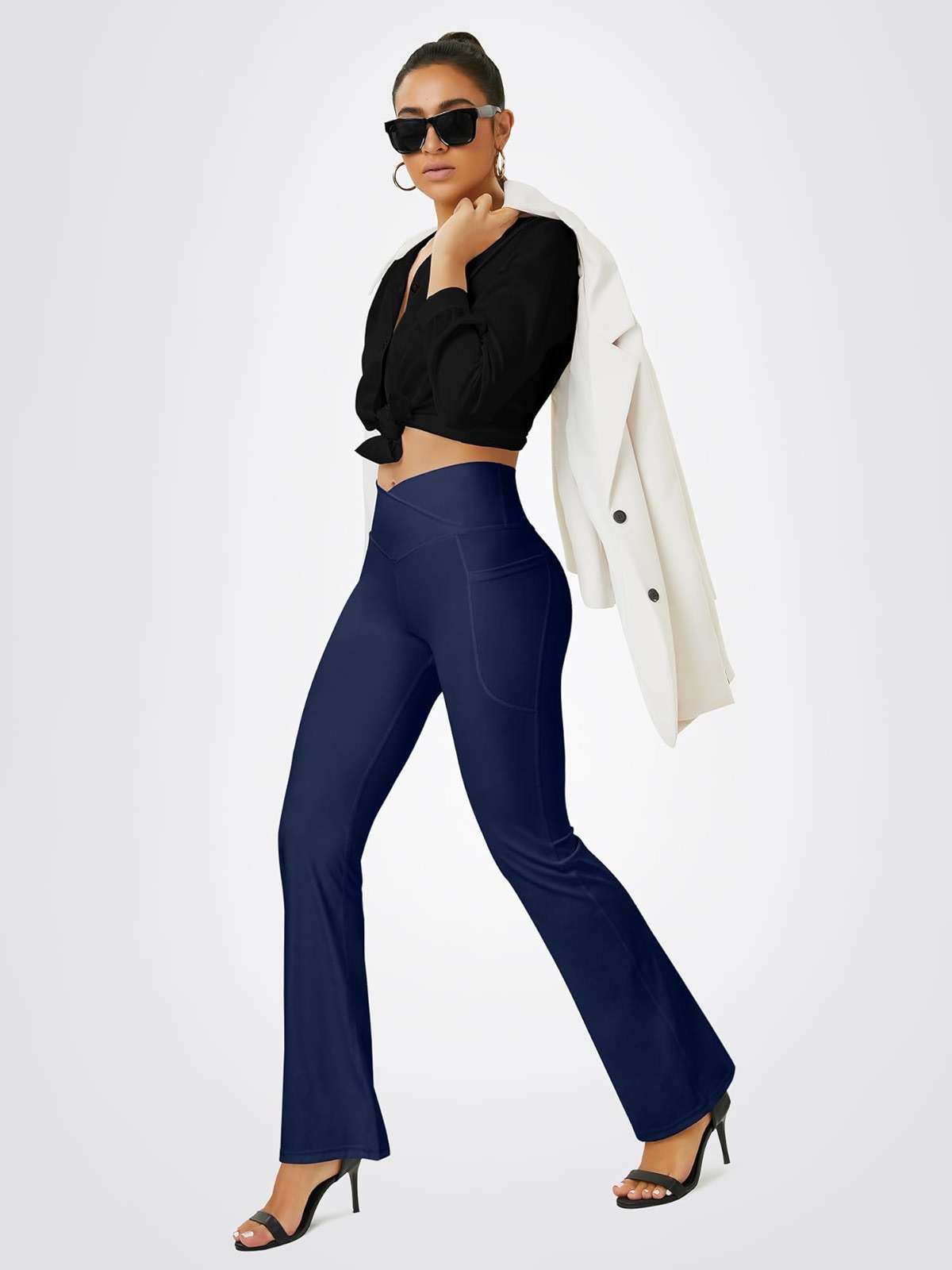 FOHOFO Yoga Pants Women, Flare Leggings for Women with Pockets Crossover High Waisted Bootcut Yoga Pants - Image 6