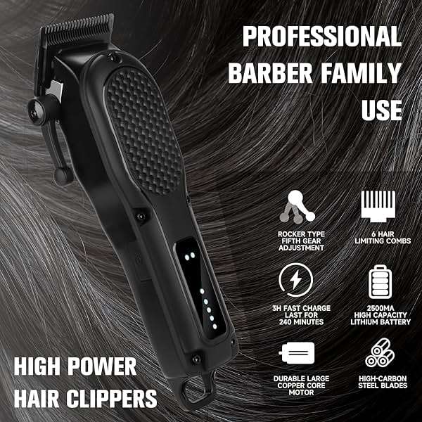 NUTCORE Men's Hair Clippers for Professional Hair Trimmer Cordless Rechargeable Powerful Beard Trimmer Hair Cutting Grooming Tool - Image 2