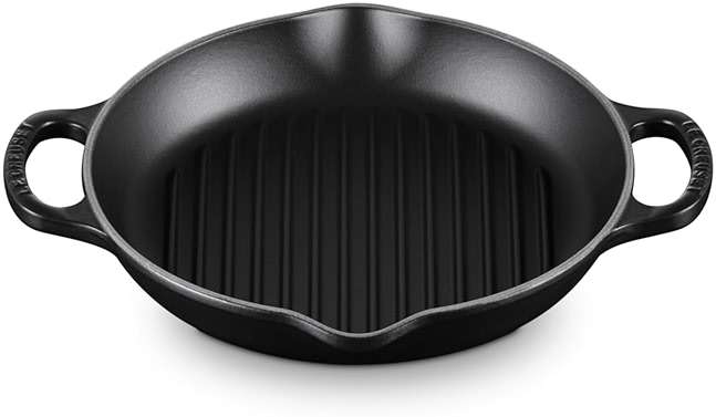 Le Creuset Enameled Cast Iron Signature Deep Round Grill, 9.75", Licorice - Image 1