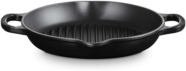 Le Creuset Enameled Cast Iron Signature Deep Round Grill, 9.75", Licorice - Image 4