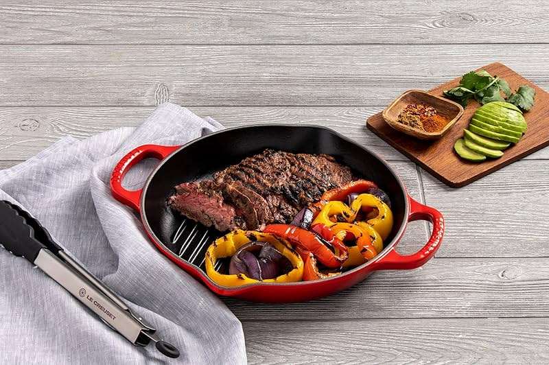 Le Creuset Enameled Cast Iron Signature Deep Round Grill, 9.75", Licorice - Image 6