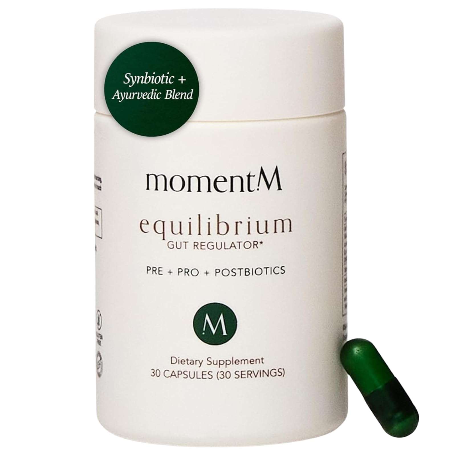 momentM Equilibrium 3-in-1 Probiotics for Women & Men Digestive Health, Prebiotics and Probiotics for Women with HOWARU Strains, Postbiotics & Fennel for Bloat & Gut Health,12.5B CFU, 30 Capsules - Image 1