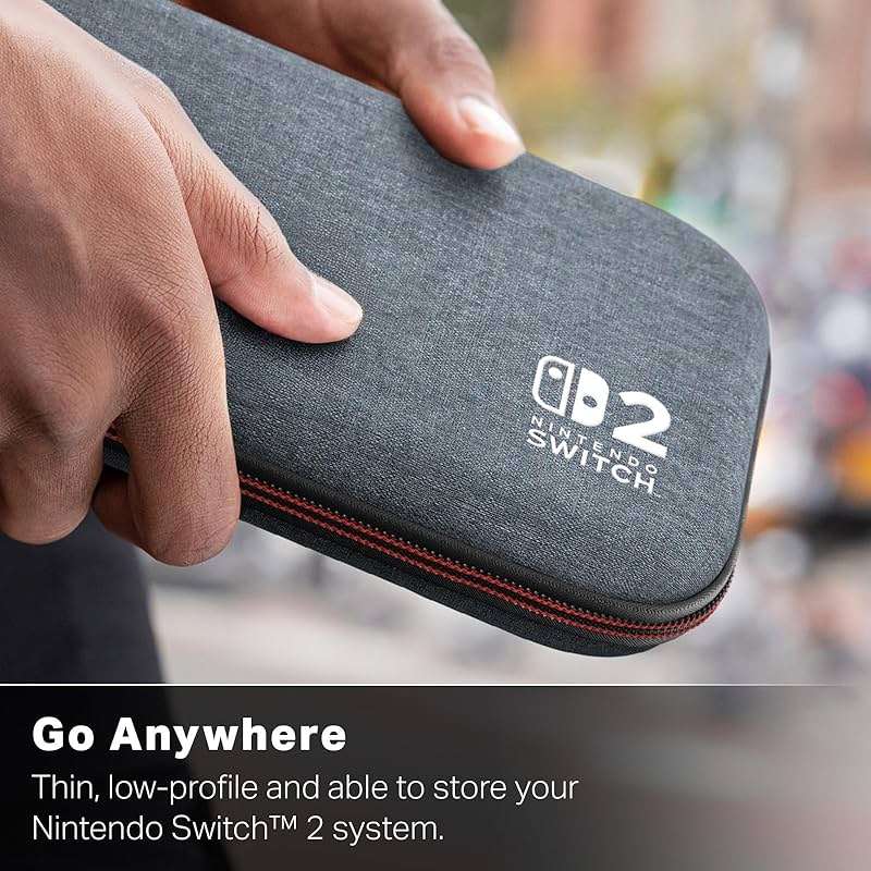 PowerA Slim Case for Nintendo Switch 2 - Dark Heather Grey, Officially Licensed, Protective Case, Holds 10 Game Cards, Padded Screen Protector, Built-in Play Stand - Image 3