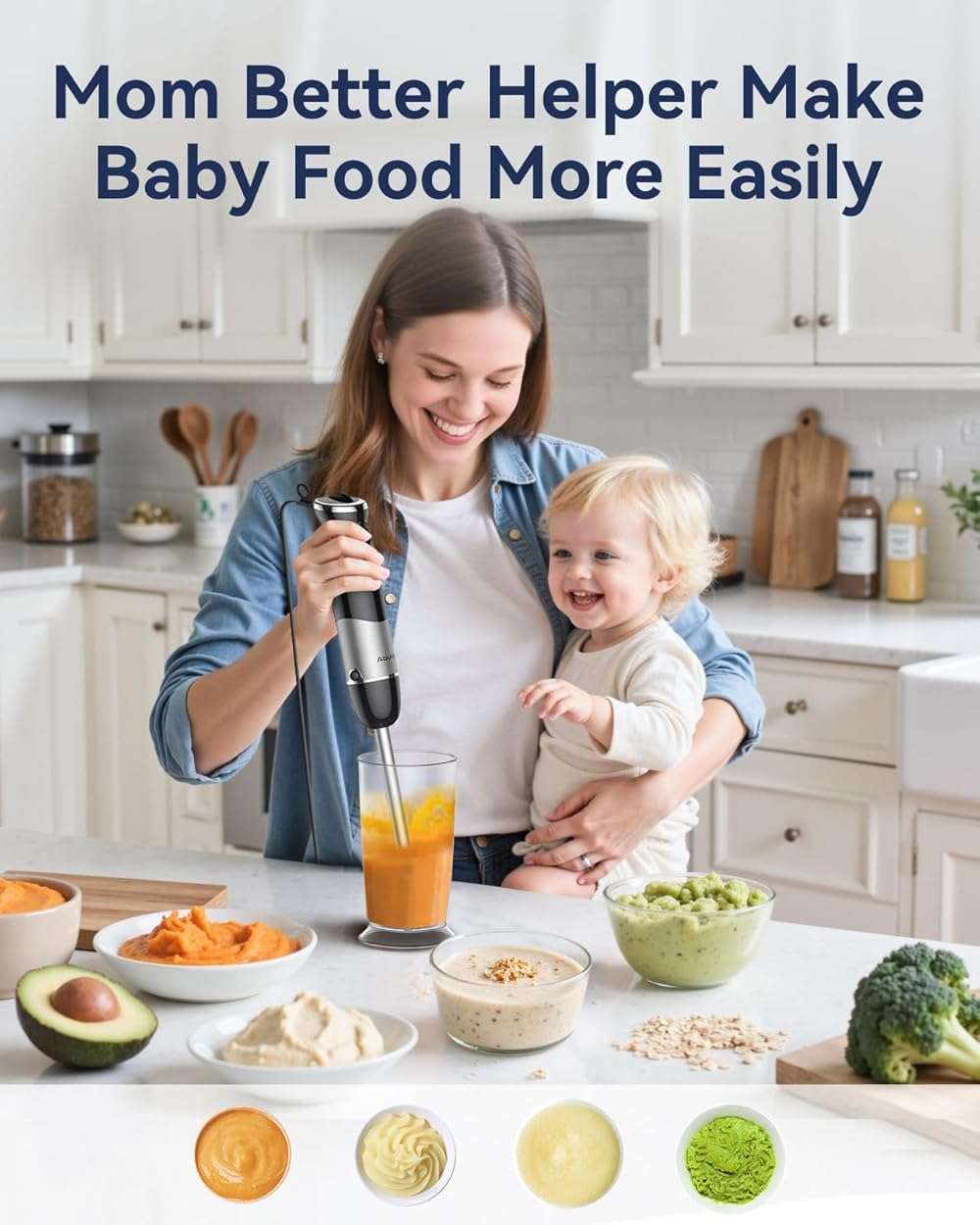 Immersion Blender Handheld 1000W 5 in 1 Corded Stick Hand Blender Kitchen with 12 Speed, BPA-Free, Mixing Beaker, Chopper, Whisk, Milk Frother, Perfect Emulsifier for Soup, Baby Food, Sauce, Puree - Image 6