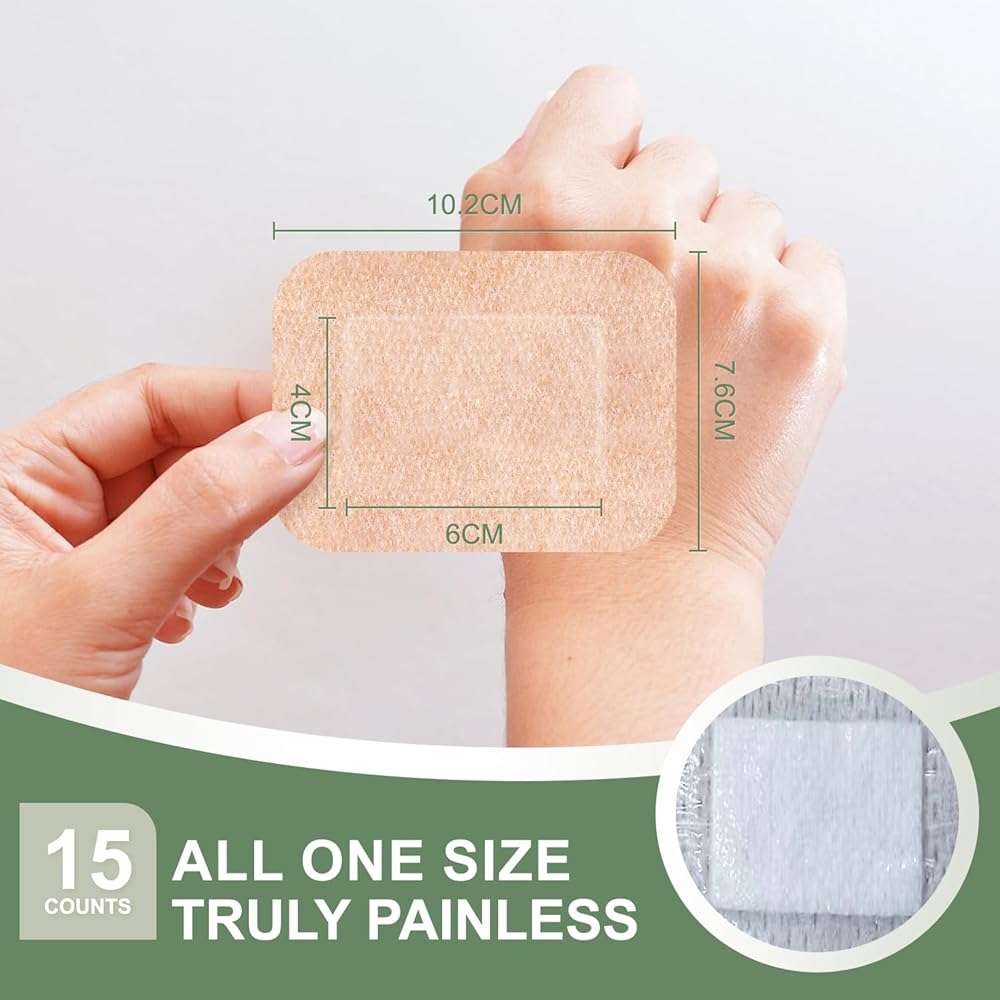Hysimedy Silicone Bandages for Sensitive Fragile Skin 3"x4" 15 Count Flexible Fabric Latex Free Hypoallergenic Breathable Large Bandages for Wounds Easy Painless Removal for Geriatric and Children - Image 2