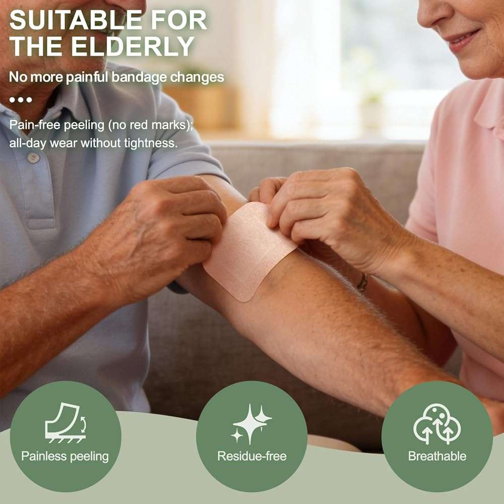 Hysimedy Silicone Bandages for Sensitive Fragile Skin 3"x4" 15 Count Flexible Fabric Latex Free Hypoallergenic Breathable Large Bandages for Wounds Easy Painless Removal for Geriatric and Children - Image 4