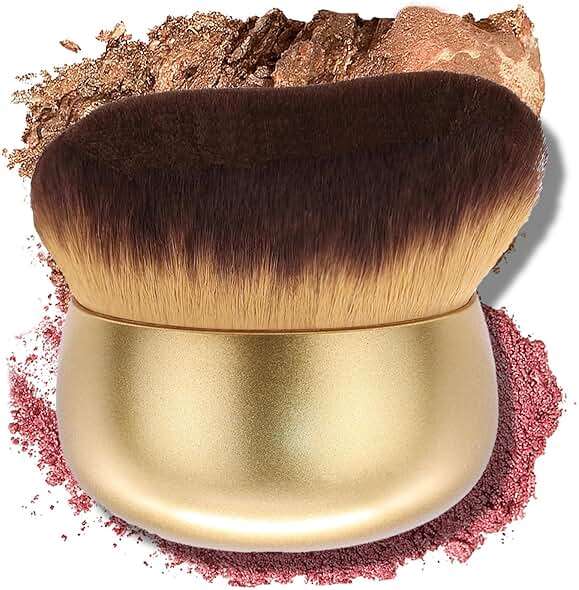 Extra Large Body Makeup Brush For Self Tanner, Leg Makeup &Bronzer Blend,75 mm Wide-headed Kabuki Brush Provides More Even& Pretty Application, Sunscreen Face&Back Makeup Brush, Wet&Dry Use- Gold - Image 1