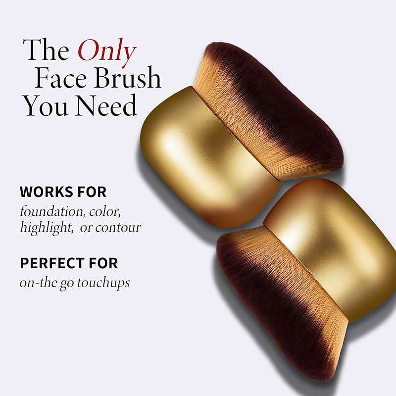 Extra Large Body Makeup Brush For Self Tanner, Leg Makeup &Bronzer Blend,75 mm Wide-headed Kabuki Brush Provides More Even& Pretty Application, Sunscreen Face&Back Makeup Brush, Wet&Dry Use- Gold - Image 4