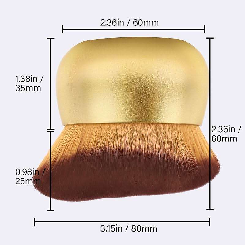 Extra Large Body Makeup Brush For Self Tanner, Leg Makeup &Bronzer Blend,75 mm Wide-headed Kabuki Brush Provides More Even& Pretty Application, Sunscreen Face&Back Makeup Brush, Wet&Dry Use- Gold - Image 6