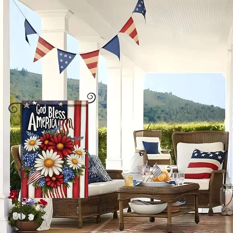 4th of July Patriotic Garden Flags for Outside 12x18 Double Sided, Small Burlap Holiday Independence Day Memorial Day Garden Flag Fourth of July Decorations Outdoor Yard Lawn Flags - Image 2