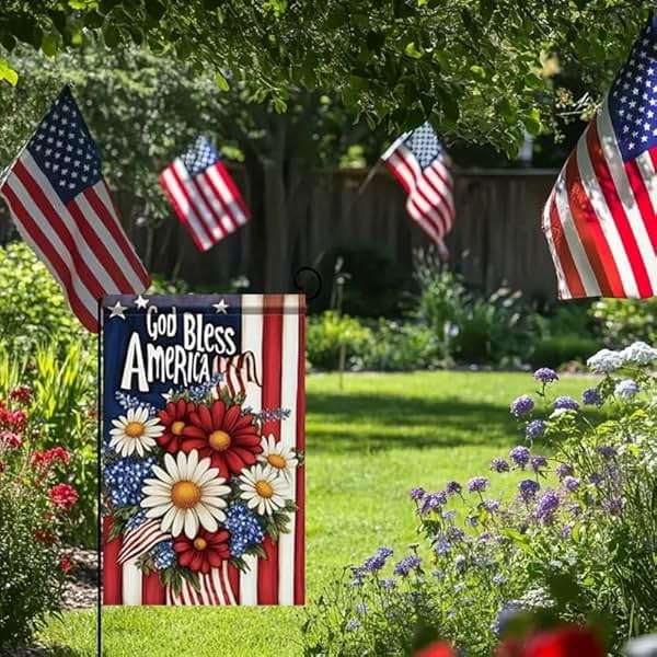 4th of July Patriotic Garden Flags for Outside 12x18 Double Sided, Small Burlap Holiday Independence Day Memorial Day Garden Flag Fourth of July Decorations Outdoor Yard Lawn Flags - Image 5