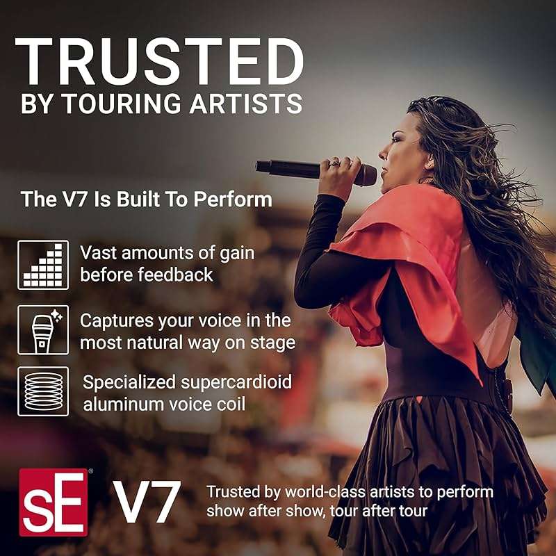 sE Electronics V7 Dynamic Microphone for Singing, Speech & Studio Recording - XLR Handheld Professional Microphone with Supercardioid Aluminum Voice Coil for Huge Gain Before Feedback - Brushed Nickel - Image 2
