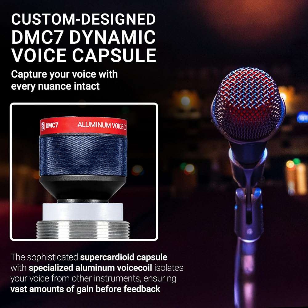 sE Electronics V7 Dynamic Microphone for Singing, Speech & Studio Recording - XLR Handheld Professional Microphone with Supercardioid Aluminum Voice Coil for Huge Gain Before Feedback - Brushed Nickel - Image 6