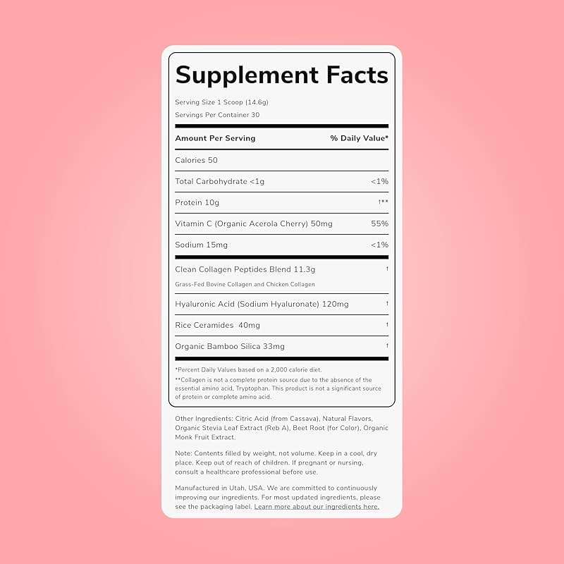 Clean Simple Eats Collagen Powder + Beauty Blend, Strawberry Colada, Hydrolyzed Collagen Peptides from Grass Fed Bovine & Chicken, Hyaluronic Acid for Hair, Skin, Nail & Joint Support, 30 Servings - Image 2