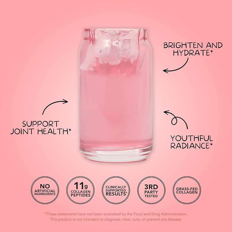 Clean Simple Eats Collagen Powder + Beauty Blend, Strawberry Colada, Hydrolyzed Collagen Peptides from Grass Fed Bovine & Chicken, Hyaluronic Acid for Hair, Skin, Nail & Joint Support, 30 Servings - Image 4