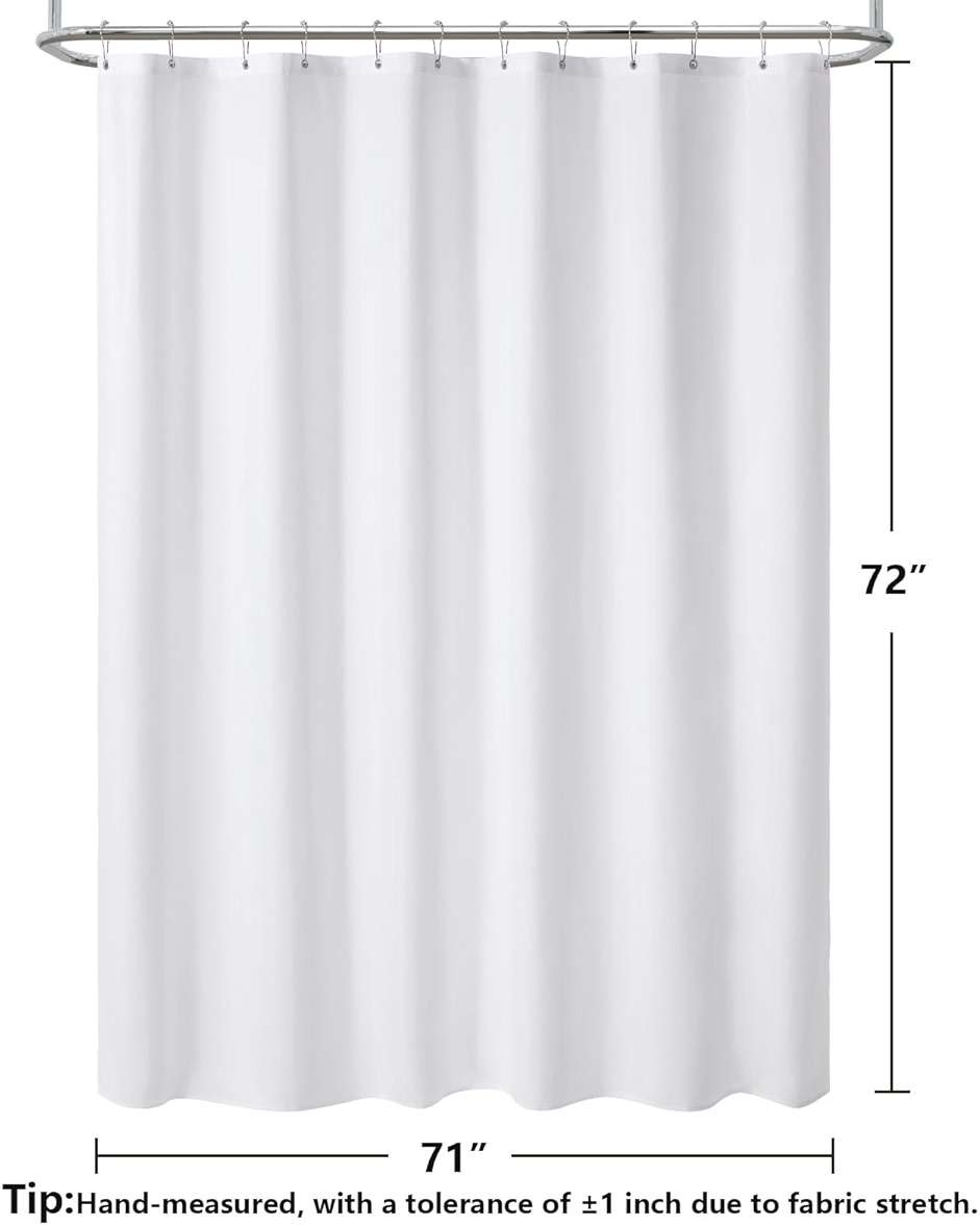 PILOTSHARK 120GSM Ultimate Waterproof Fabric Shower Curtain Liner - TPU Lamination Technology with 3 Magnets,Machine Washable,71x72 Inch Soft Cloth Shower Curtain or Shower Liner,for Bathroom(White) - Image 2