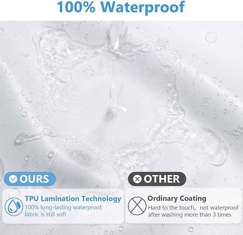 PILOTSHARK 120GSM Ultimate Waterproof Fabric Shower Curtain Liner - TPU Lamination Technology with 3 Magnets,Machine Washable,71x72 Inch Soft Cloth Shower Curtain or Shower Liner,for Bathroom(White) - Image 3