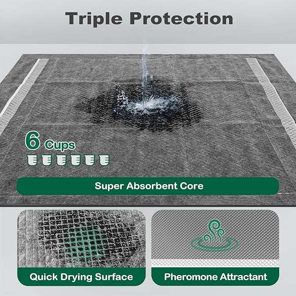 MIZOK Dog Pee Pads Charcoal, 28x30in Large Wee Wee Pads for Dogs, Superior Odor Protection, Super Absorbent & Leak-Proof, Puppy Pads with Adhesive Tabs, Thick & Heavy (30 Count) - Image 4