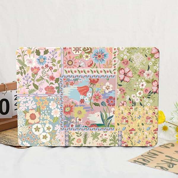 iCasso for MacBook Air 13.6 inch Case M5 2026 M4 2025 M3 M2 2024-2022 Model A3449 A3240 A3113 A2681, Flower Pattern Sturdy Protective Hard Shell Cover for Mac Book Air 13 inch,Pink Floral Patchwork - Image 7