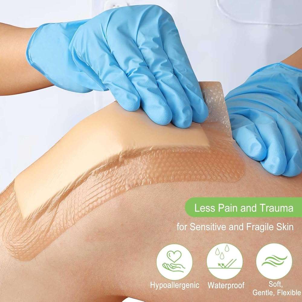 NeuHeils Silicone Super Absorbent Wound Dressing, 4x8 Inch (10 Pack), 2x6 Inch Absorbent Pads | Post-Surgery, Bed Sores, Pressure Ulcers | Self-Adhesive Bandage for Surgical Wounds & Cuts - Image 4
