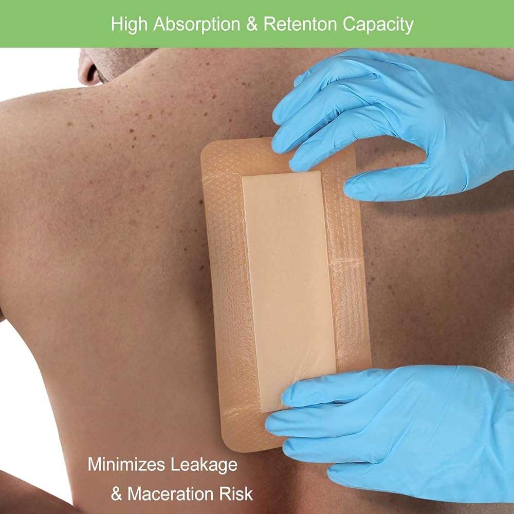 NeuHeils Silicone Super Absorbent Wound Dressing, 4x8 Inch (10 Pack), 2x6 Inch Absorbent Pads | Post-Surgery, Bed Sores, Pressure Ulcers | Self-Adhesive Bandage for Surgical Wounds & Cuts - Image 5