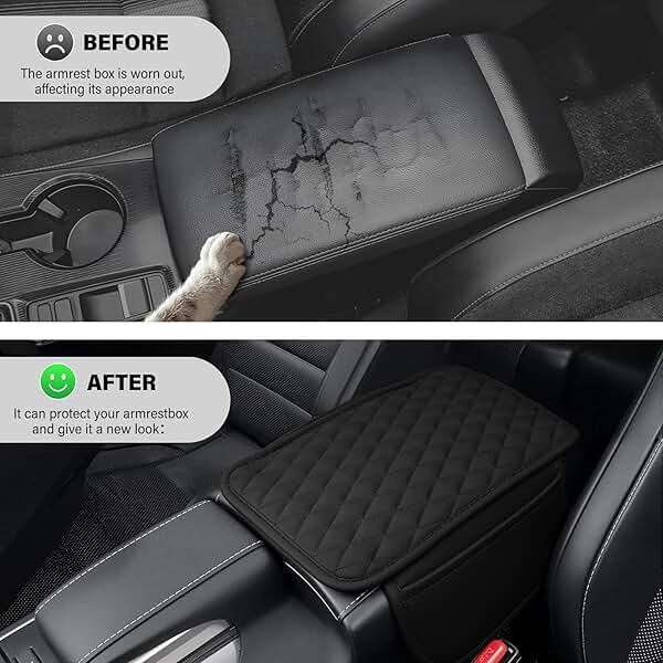Amiss Car Center Console Cover, Upgraded Leather Car Armrest Cushion with 2 Storage Pockets, Universal Waterproof Cushion Pad, Non-Slip Car Interior Accessories, Fits Most Sedans SUVs Trucks (Black) - Image 5