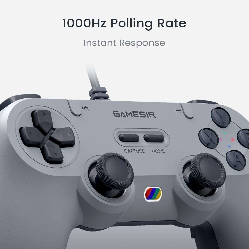 GameSir Tegenaria Lite Wired Controller for PC , Wired 1000Hz Polling Rate, Hall Effect Joysticks and 2 Remappable Buttons, Dual Vibration , Turbo, PC Gaming Controller for Steam/Android/iOS/Switch ( Grey) - Image 3