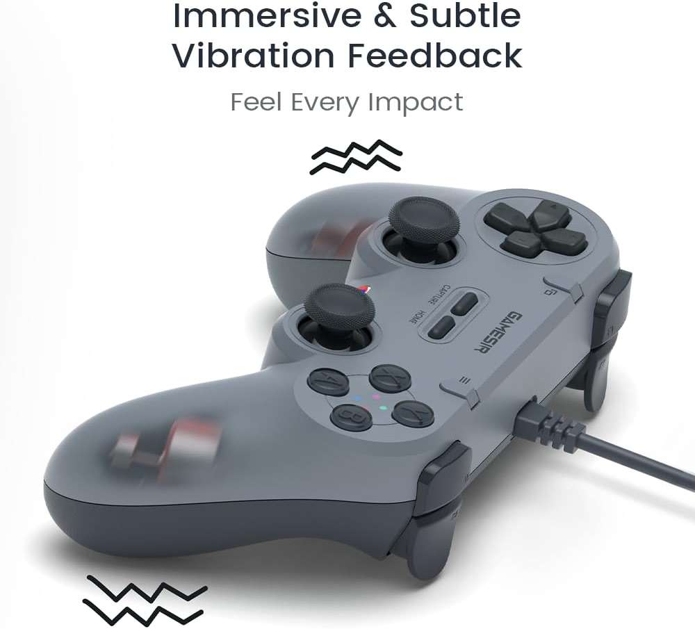 GameSir Tegenaria Lite Wired Controller for PC , Wired 1000Hz Polling Rate, Hall Effect Joysticks and 2 Remappable Buttons, Dual Vibration , Turbo, PC Gaming Controller for Steam/Android/iOS/Switch ( Grey) - Image 5