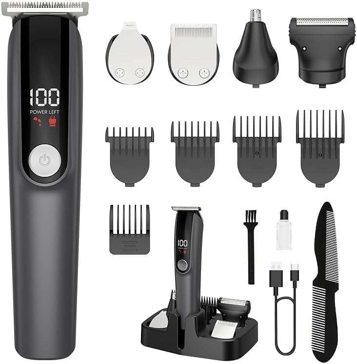 Beard Trimmer for Men, Electric Razor for Nose, Body, Face and Mustache, 5-in-1 Barber Hair Clippers, Cordless Shavers for Men Grooming Kit Ideal Gift - Image 1
