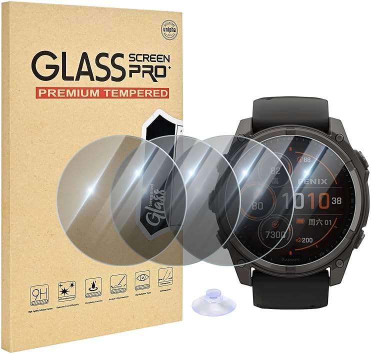 EasEasy 4 Pack Compatible for Garmin Fenix 8 51mm Screen Protector Privacy, 9H Tempered Glass Anti-peeping Protective Film for Fenix 8 Solar/Amoled & Fenix 7X Solar/Sapphire Solar 51mm Watch Film - Image 1