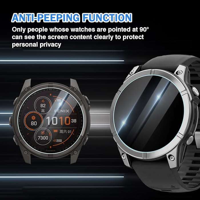 EasEasy 4 Pack Compatible for Garmin Fenix 8 51mm Screen Protector Privacy, 9H Tempered Glass Anti-peeping Protective Film for Fenix 8 Solar/Amoled & Fenix 7X Solar/Sapphire Solar 51mm Watch Film - Image 5