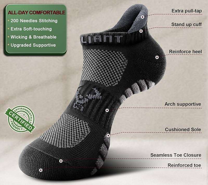 BULLIANT Men Running Socks,Active Ankle Socks No Show For Men With Cushioned Footbed Arch Support Breathable Wicking - Image 4