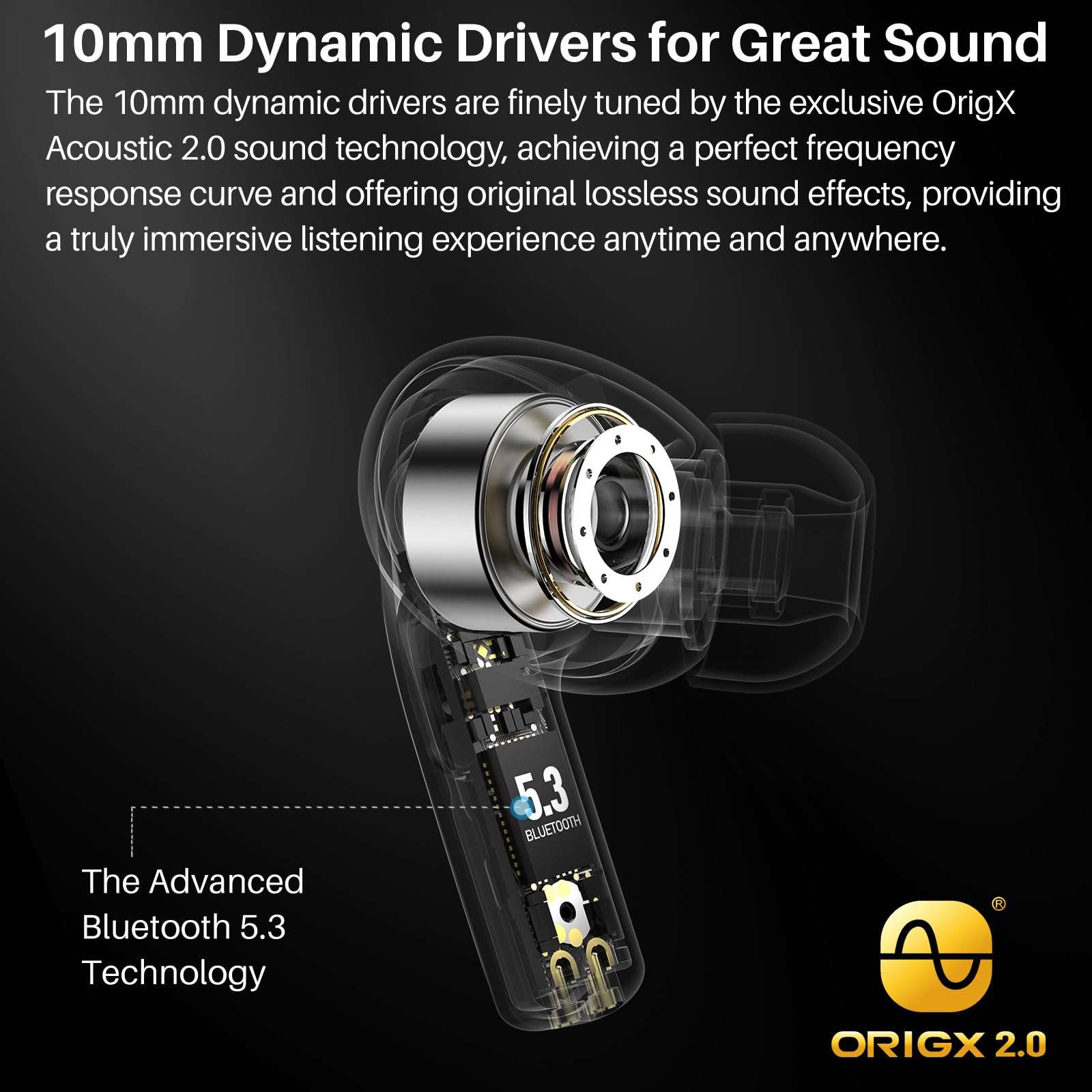 TOZO T20 Wireless Earbuds Bluetooth Headphones 48.5 Hrs Playtime with LED Digital Display, IPX8 Waterproof, Dual Mic Call Noise Cancelling 10mm Broad Range Speakers, New Version - Image 4