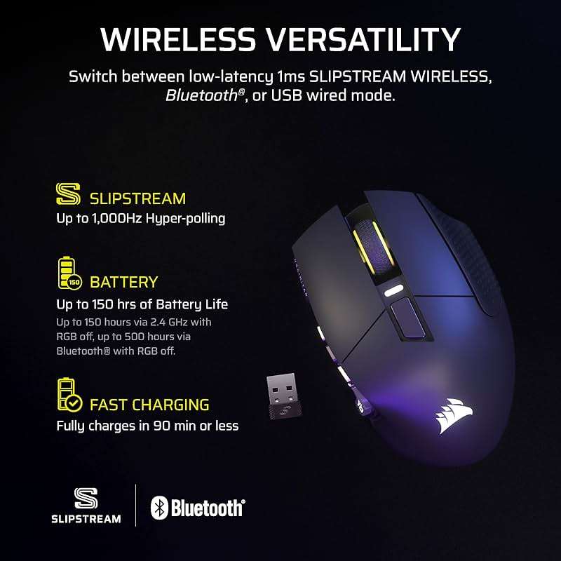 Corsair Scimitar Elite Wireless SE MMO PC Gaming Mouse – 33,000 DPI, 16 Programmable Buttons, Key Slider, Elgato Virtual Stream Deck, 1,000Hz Polling, Up to 150-Hour Battery – Gunmetal - Image 7