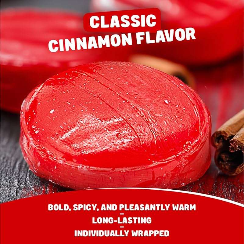 Cinnamon Hard Candy Discs 2 lb – Hot and Spicy Flavor, Individually Wrapped, Bulk, Resealable Bag - Image 3