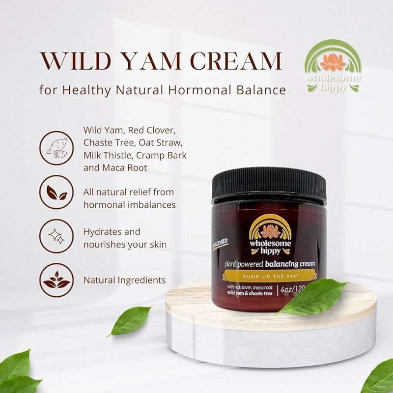 Wholesome Hippy Wild Yam Cream for Balance Support Body Cream with Maca, Chaste Tree, Milk Thistle & Shea – Moisturizing Botanical Balm for Women & Men – 4oz - Unscented - Image 4