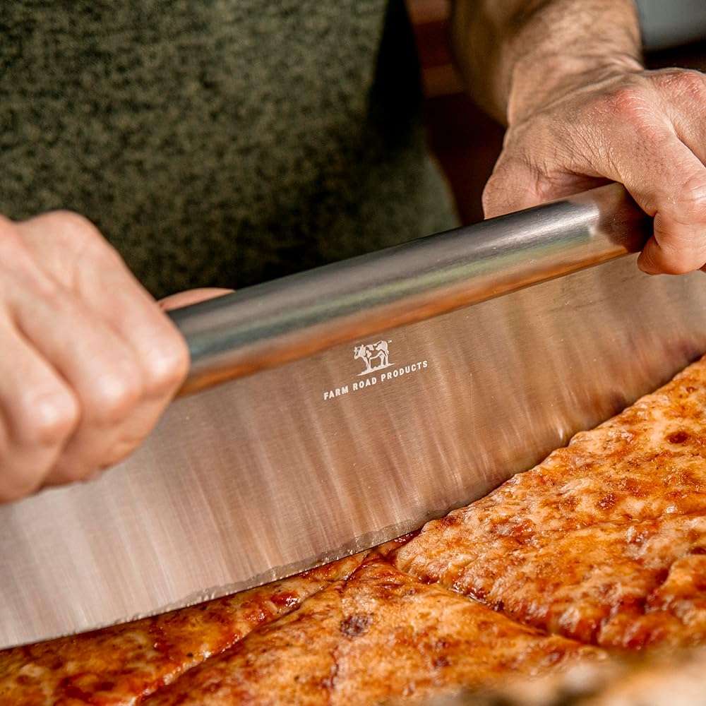 Farm Road Products Stainless Steel Rocker Pizza Cutter – Heavy-Duty 13.75-Inch Blade – Professional Pizza, Dough, Bread, and Herb Slicer – Ergonomic Handle – Dishwasher Safe - Image 2