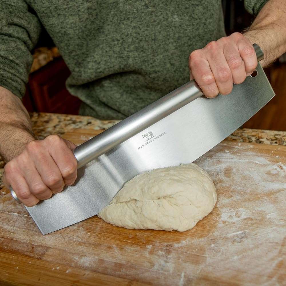 Farm Road Products Stainless Steel Rocker Pizza Cutter – Heavy-Duty 13.75-Inch Blade – Professional Pizza, Dough, Bread, and Herb Slicer – Ergonomic Handle – Dishwasher Safe - Image 4