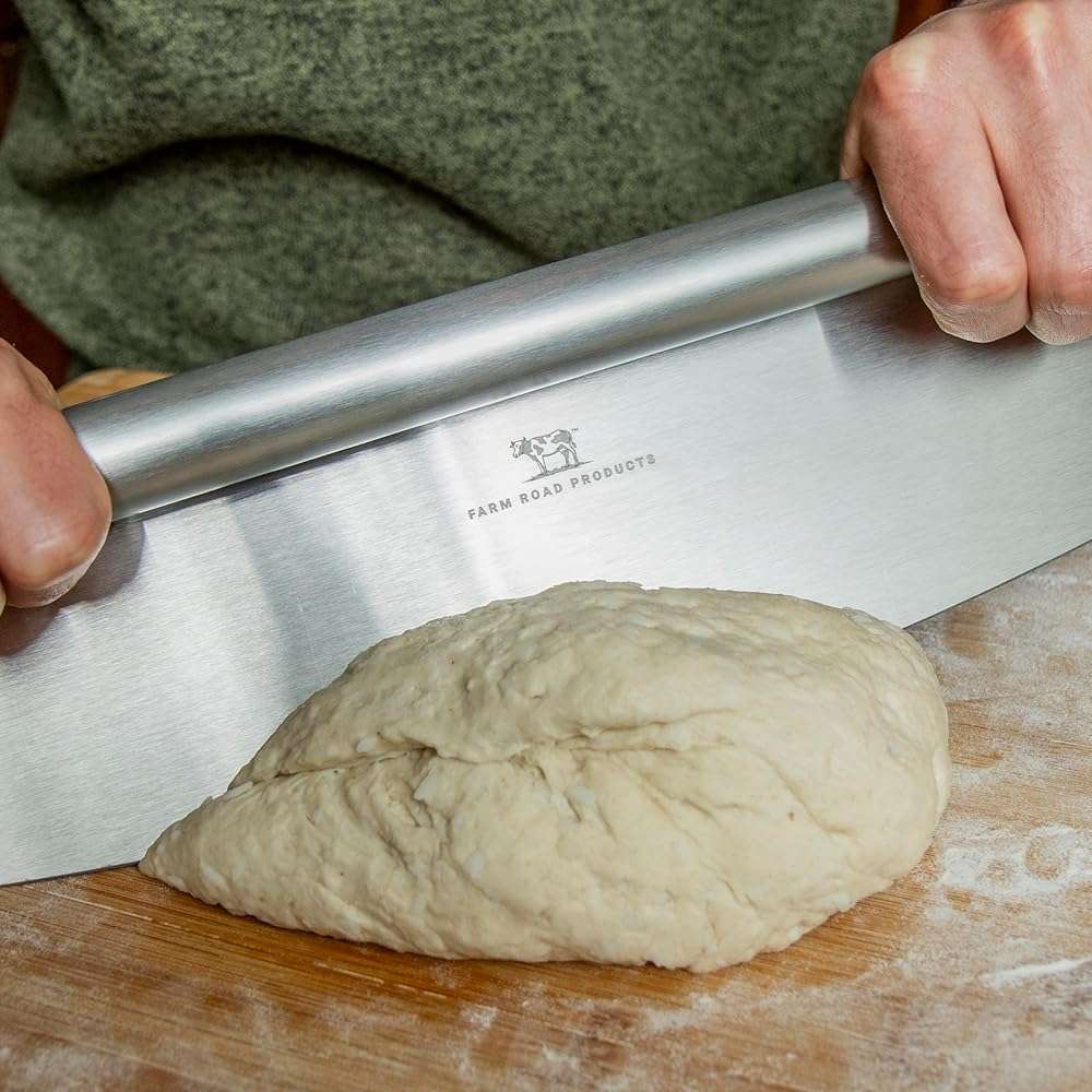Farm Road Products Stainless Steel Rocker Pizza Cutter – Heavy-Duty 13.75-Inch Blade – Professional Pizza, Dough, Bread, and Herb Slicer – Ergonomic Handle – Dishwasher Safe - Image 5