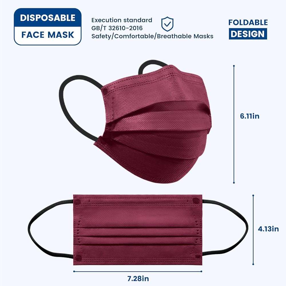 Disposable Face Mask for Adults - 4 Ply Protection, Individually Wrapped 50 Pack, 10 Colors, Breathable Comfortable & Safe - Image 8
