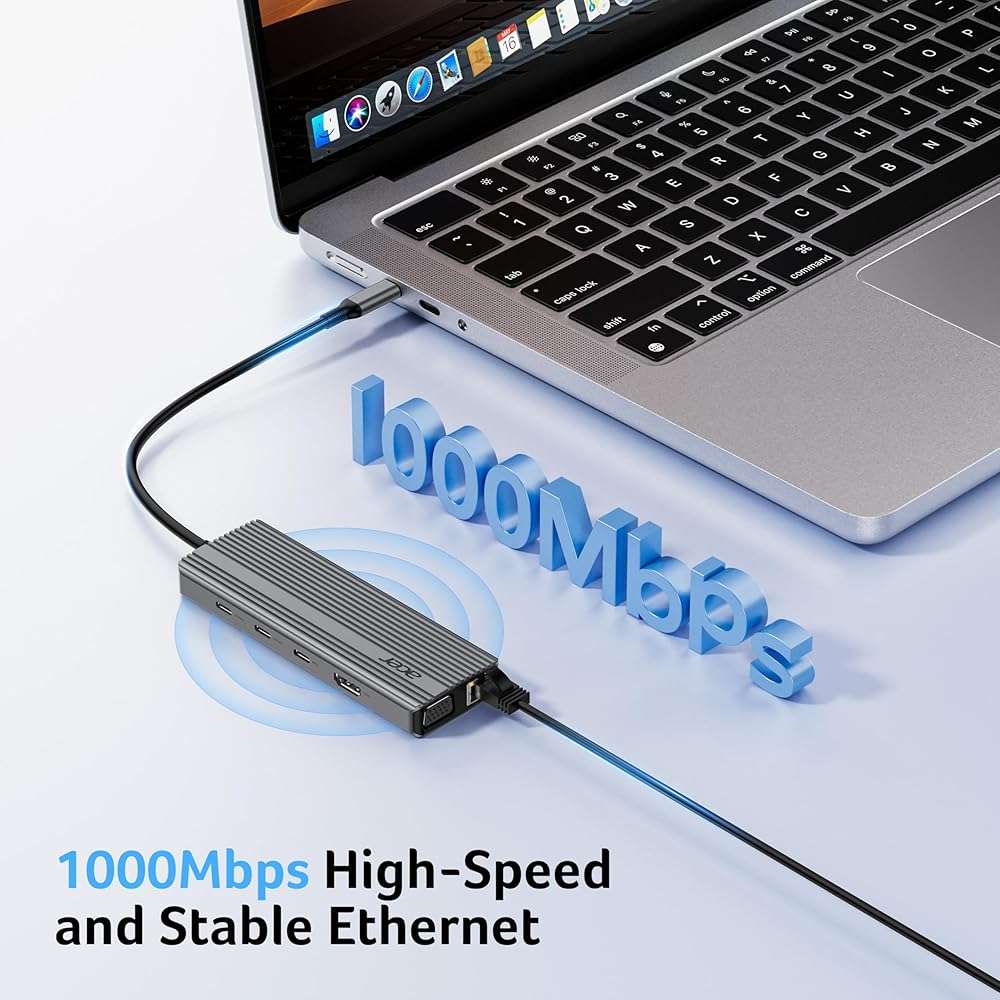 Acer 11 in 1 USB C HUB Multiport Adapter with 4K@60Hz HDMI, 2x10Gbps USB C, 2x5Gbps USB A, 100W PD Port, 1000Mbps Ethernet, 1080P VGA, SD/TF, Laptop Docking Station Dual Monitor for PC, Desktop - Image 6