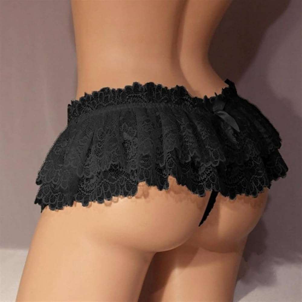 VELLRYU Sissy Lace Panties for Men & Femboy - Extended Size Lingerie Thong with Mini Skirt Design,Crossdresser Underwear - Image 3