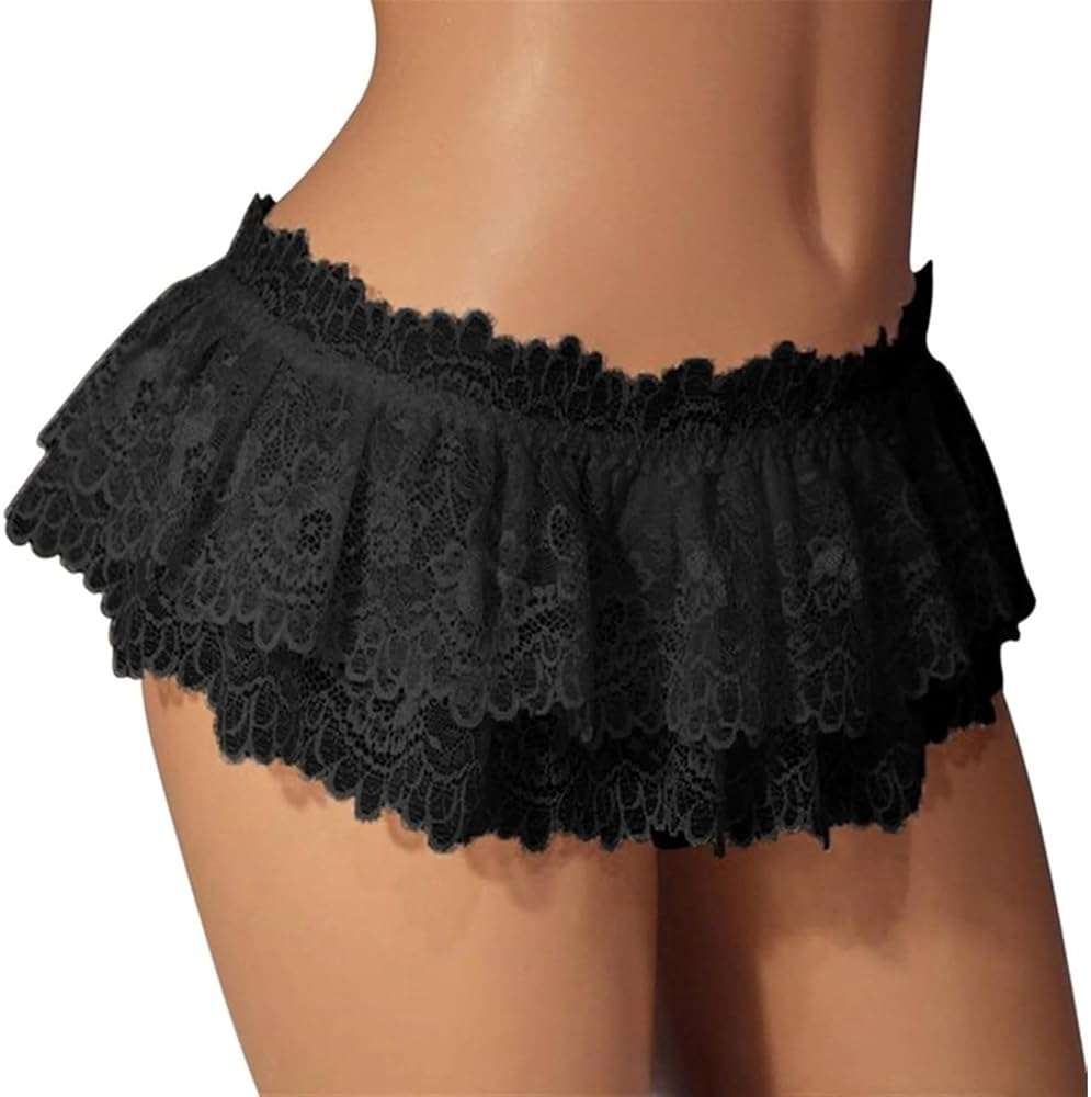 VELLRYU Sissy Lace Panties for Men & Femboy - Extended Size Lingerie Thong with Mini Skirt Design,Crossdresser Underwear - Image 4